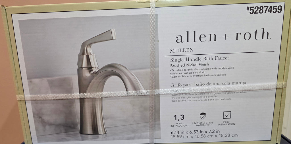 Allen & Roth Single Handed Faucet - Bathroom - Brushed Nickel Finish