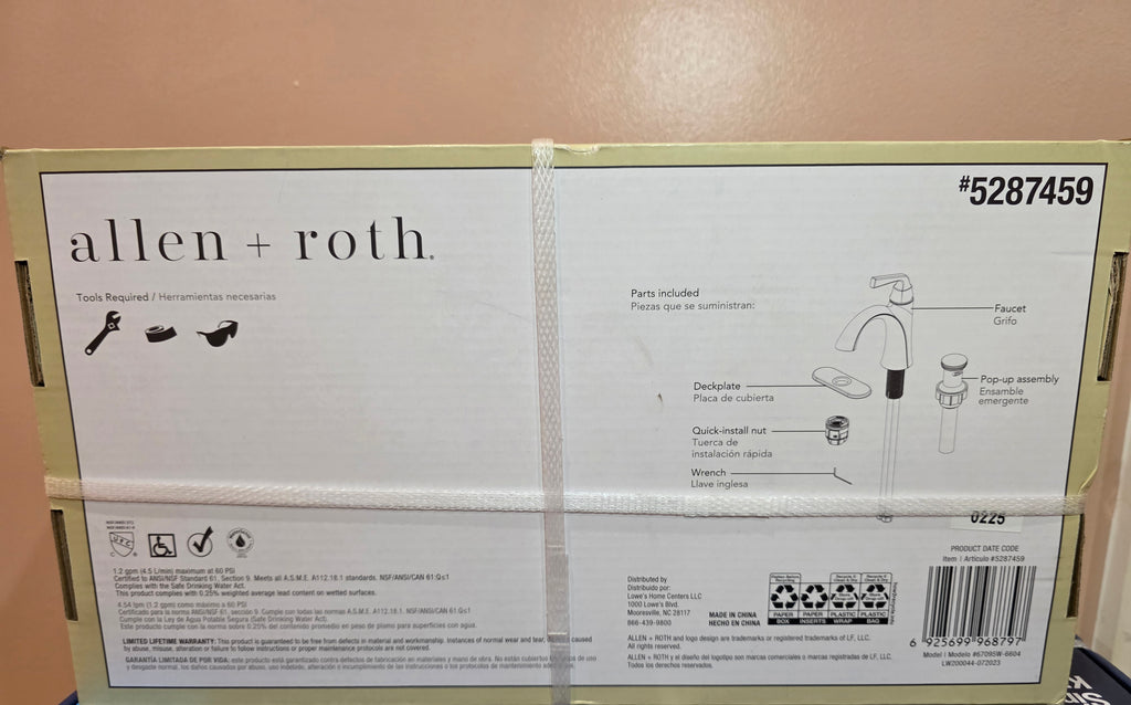 Allen & Roth Single Handed Faucet - Bathroom - Brushed Nickel Finish