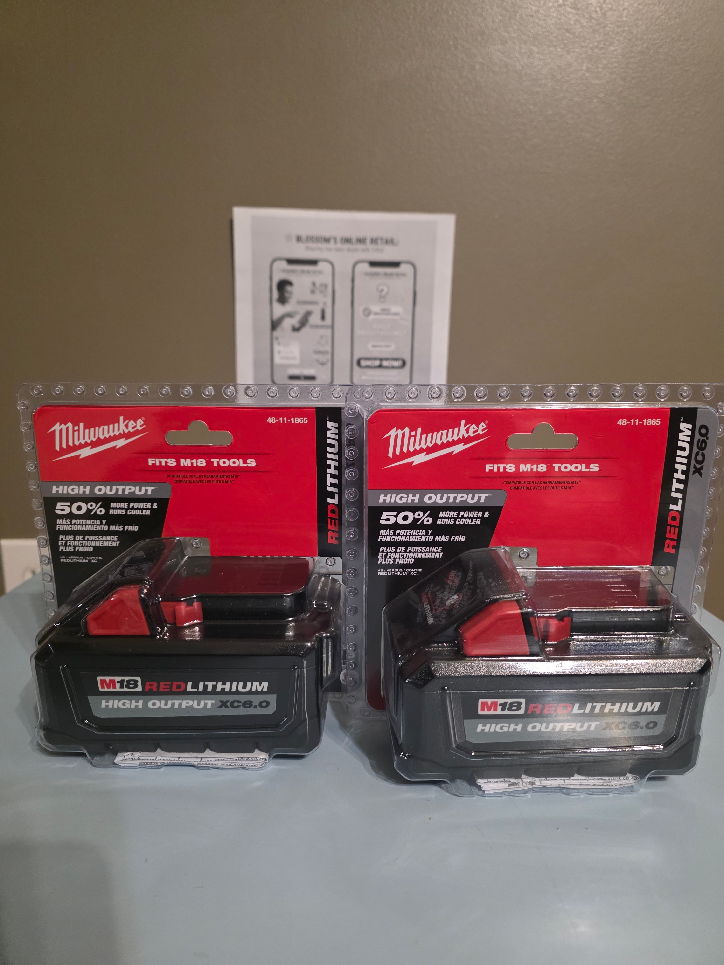 Milwaukee M18 18-Volt Lithium-Ion 6.0Ah High Output Battery 2-Pack