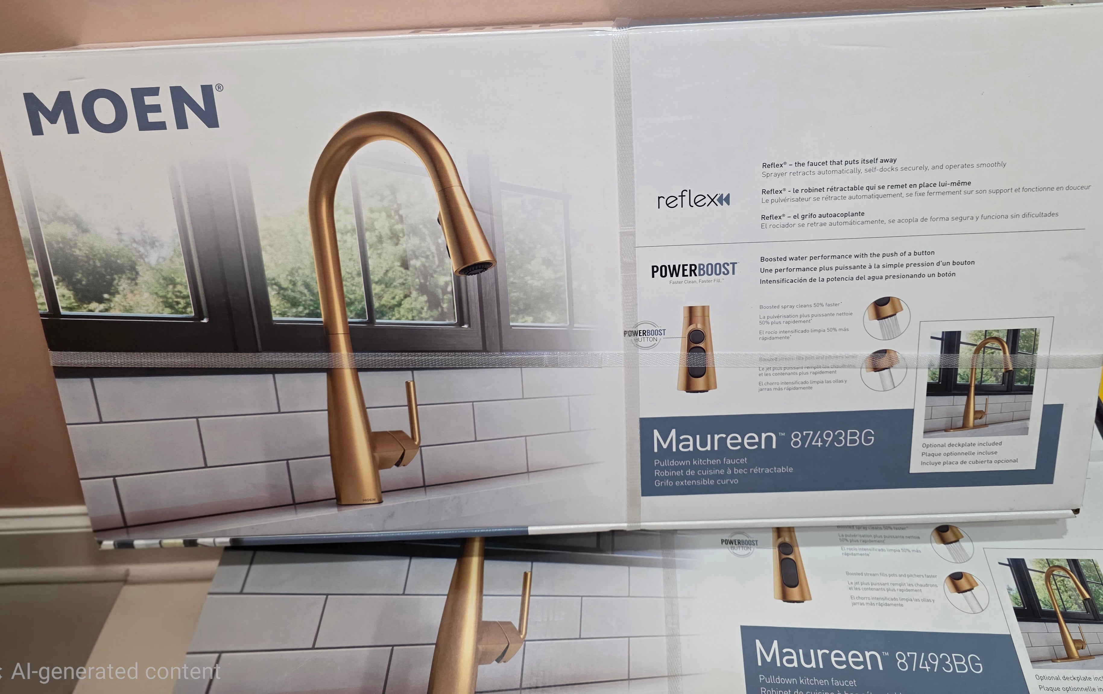 MOEN Maureen Brushed gold one-handle high arc pulldown kitchen faucet 87493BG